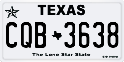 TX license plate CQB3638