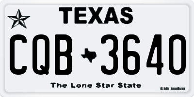 TX license plate CQB3640