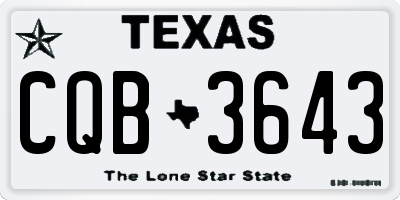 TX license plate CQB3643
