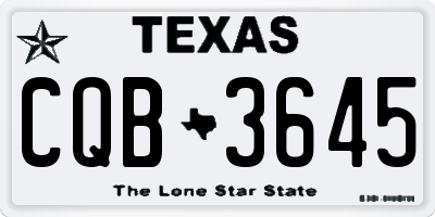 TX license plate CQB3645