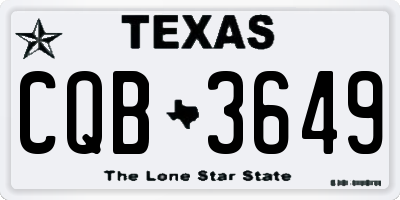 TX license plate CQB3649