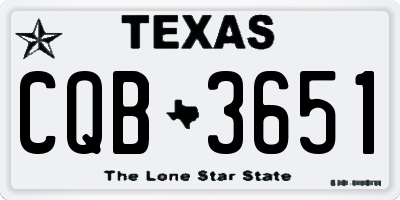TX license plate CQB3651