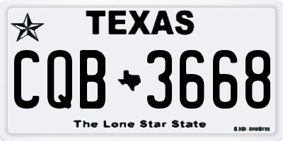 TX license plate CQB3668
