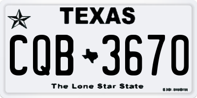 TX license plate CQB3670