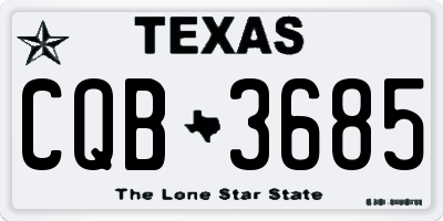 TX license plate CQB3685