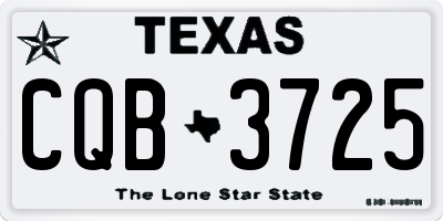 TX license plate CQB3725