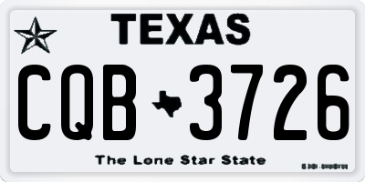 TX license plate CQB3726