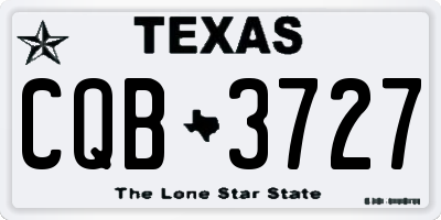 TX license plate CQB3727