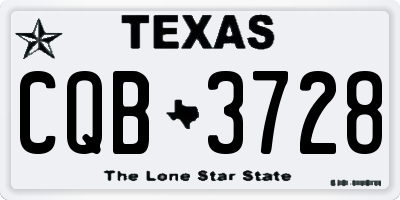 TX license plate CQB3728