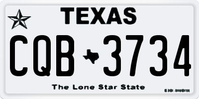 TX license plate CQB3734