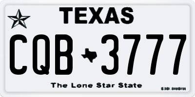 TX license plate CQB3777
