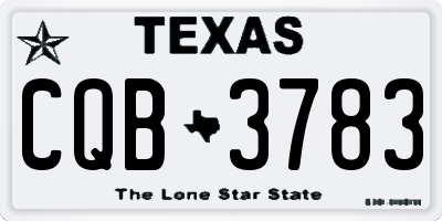 TX license plate CQB3783