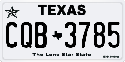 TX license plate CQB3785