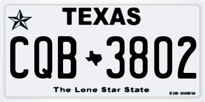 TX license plate CQB3802