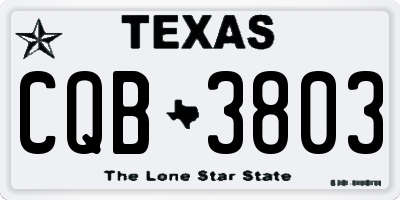 TX license plate CQB3803