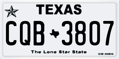 TX license plate CQB3807