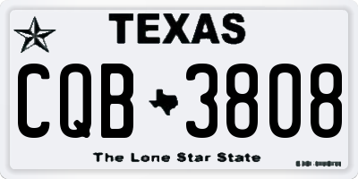 TX license plate CQB3808