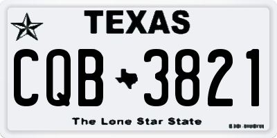 TX license plate CQB3821