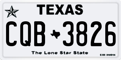 TX license plate CQB3826