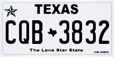 TX license plate CQB3832