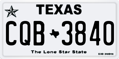 TX license plate CQB3840