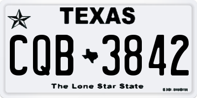 TX license plate CQB3842