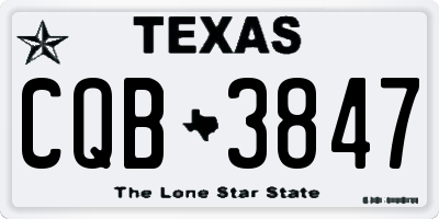 TX license plate CQB3847