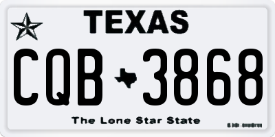 TX license plate CQB3868