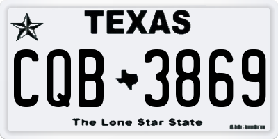 TX license plate CQB3869