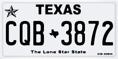 TX license plate CQB3872