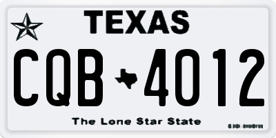 TX license plate CQB4012