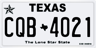 TX license plate CQB4021