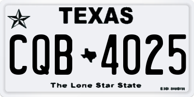 TX license plate CQB4025