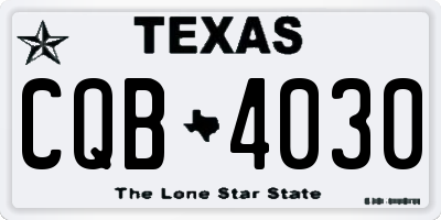 TX license plate CQB4030