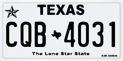 TX license plate CQB4031