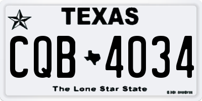 TX license plate CQB4034
