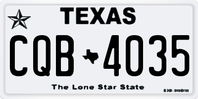 TX license plate CQB4035