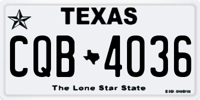 TX license plate CQB4036