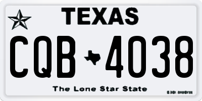 TX license plate CQB4038