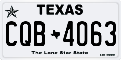 TX license plate CQB4063
