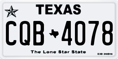 TX license plate CQB4078