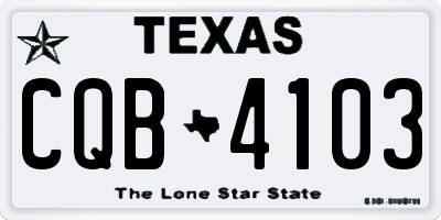 TX license plate CQB4103