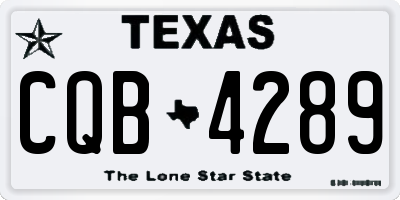 TX license plate CQB4289