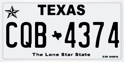 TX license plate CQB4374