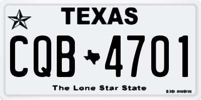 TX license plate CQB4701