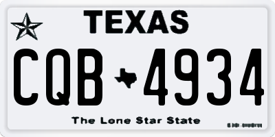 TX license plate CQB4934