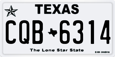 TX license plate CQB6314