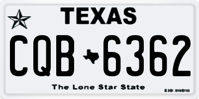 TX license plate CQB6362