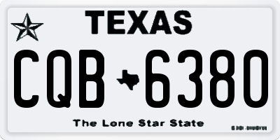 TX license plate CQB6380
