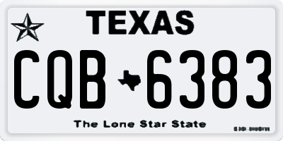 TX license plate CQB6383